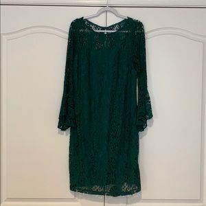 Emerald green lace cocktail dress